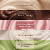 Matcha, Vanilla, Chocolate, Strawberry + Unflavored Colostrum